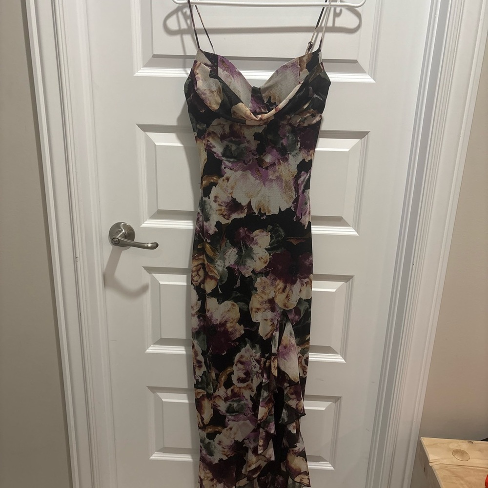 Lovely Day Black and Purple Floral Maxi Dress
